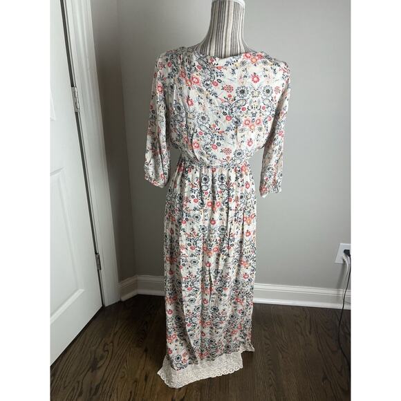 Coco Jaimeson SZ Medium Maxi Floral print w-lace Cottage Core - Picture 9 of 11
